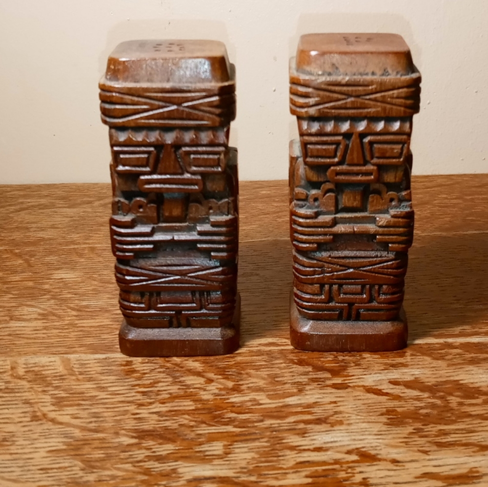 Vintage Handcrafted Hawaiian Tiki Salt Pepper Shakers